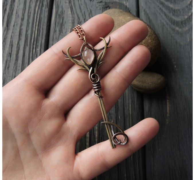 Enchanted key with rose quartz