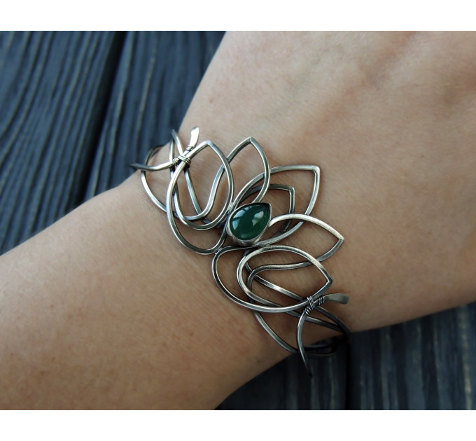Sterling silver lotus bracelet